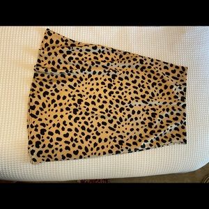 Satin cheetah print midi skirt